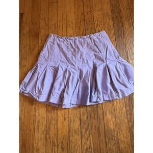 Alice + Olivia Jeans Skirt Womens 29 Lavender Carter Denim Ruffle Flare Zip